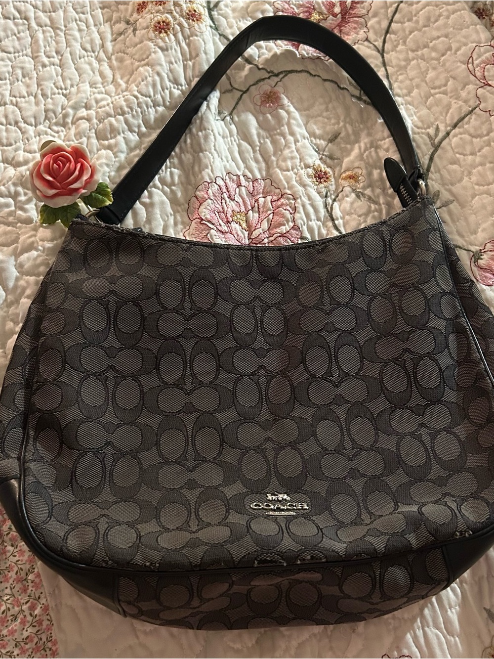 Genuine coach black hobo bag